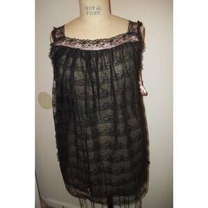 Vintage 60's LEONORA Black Lace Lingerie Babydoll Chemise Negligee Nightie S